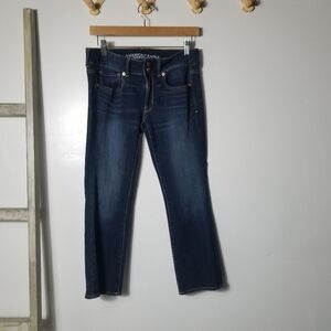 AMERICAN EAGLE WOMEN'S ARTIST CROP SUPER STRETCH DARK WASH JEANS SIZE 6